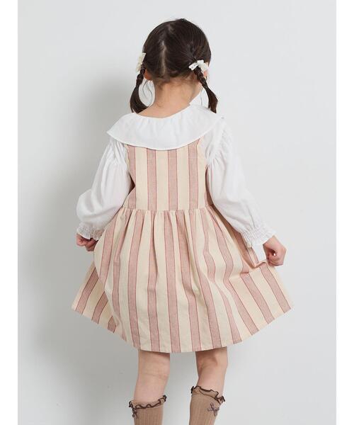 Samansa Mos2 Lagom（サマンサモスモスラーゴム）の「ストライプ柄ジャンバースカート（スカート・キッズ・レッド/グレー・特(XL)/大(L)/中(M)/小(S)）」の20枚目の写真
