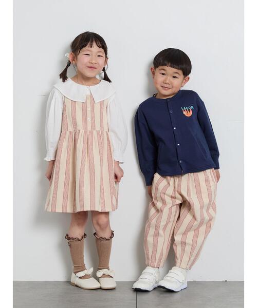 Samansa Mos2 Lagom（サマンサモスモスラーゴム）の「ストライプ柄ジャンバースカート（スカート・キッズ・レッド/グレー・特(XL)/大(L)/中(M)/小(S)）」の5枚目の写真