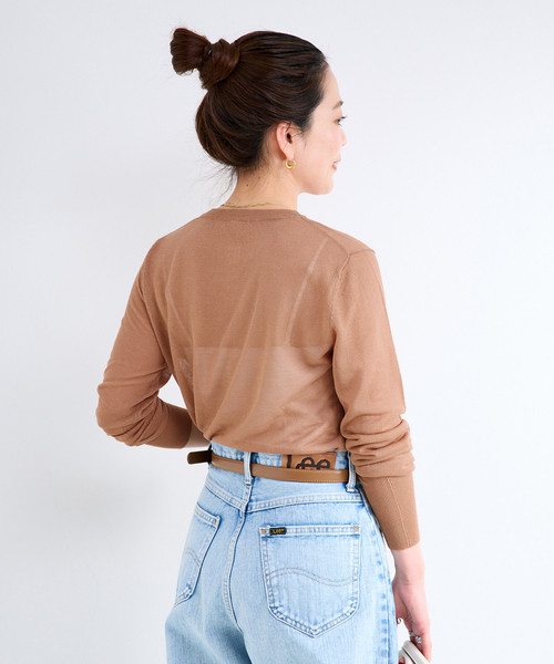 Simplicite（サンプリシテ）の「《追加2》手洗い可 / シアーニットヘンリープルオーバー（ニット/セーター・レディース・ベージュ/サックスブルー/ブラウン系その他/ブラック・FREE）」の16枚目の写真