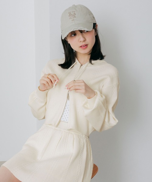 Heather(ヘザー)の「WZIPケーブルフーディ 656556(ニット/セーター・レディース・ネイビー/アイボリー/ベージュ・FREE)」の5枚目の写真
