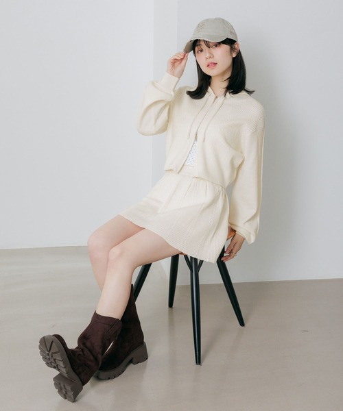 Heather(ヘザー)の「WZIPケーブルフーディ 656556(ニット/セーター・レディース・ネイビー/アイボリー/ベージュ・FREE)」の6枚目の写真