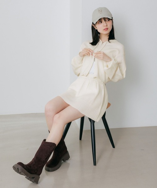 Heather(ヘザー)の「WZIPケーブルフーディ 656556(ニット/セーター・レディース・ネイビー/アイボリー/ベージュ・FREE)」の7枚目の写真