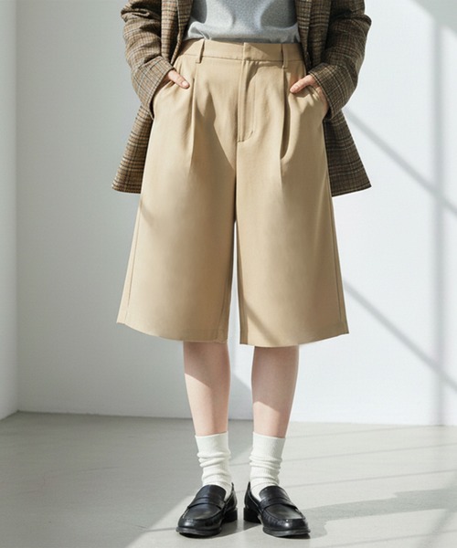 Muscat(マスカット)の「ツイル タックハーフパンツ(その他パンツ・レディース・ライトグレー/ベージュ/ブラック・F)」の3枚目の写真