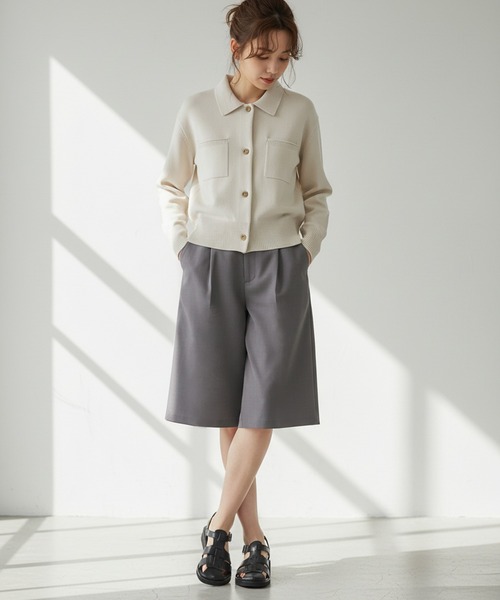 Muscat(マスカット)の「ツイル タックハーフパンツ(その他パンツ・レディース・ライトグレー/ベージュ/ブラック・F)」の18枚目の写真