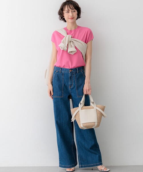 23区 L(ニジュウサンクオオキイサイズ)の「レーヨンポリエステルストレッチ フレンチスリーブ ニット(ニット/セーター・レディース・ネイビー系/ホワイト系/ダークブラウン系/スカイブルー系/ベージュ系/ピンク系・44/46)」の20枚目の写真