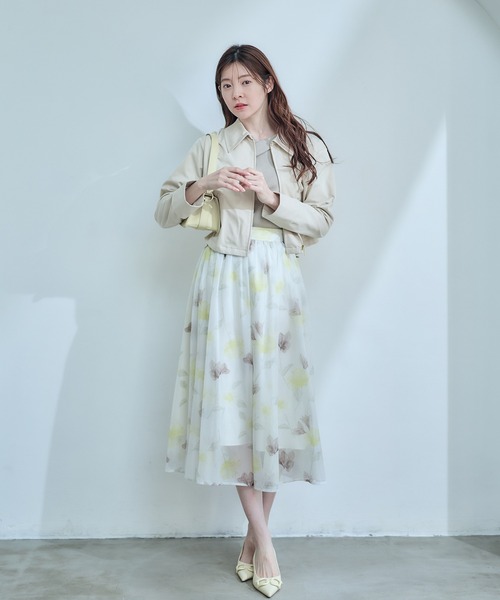 12Twelve Agenda(トゥエルブ アジェンダ)の「ラメシフォン花柄フレアスカート(スカート・レディース・オフホワイト/ネイビー・M)」の11枚目の写真