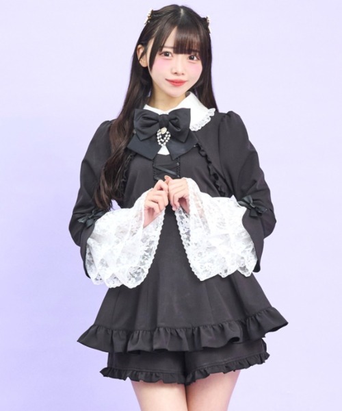 Secret Honey(シークレットハニー)の「ティアードベルスリーブセットアップ(セットアップ・レディース・ブラック/グレー・MEDIUM)」の7枚目の写真
