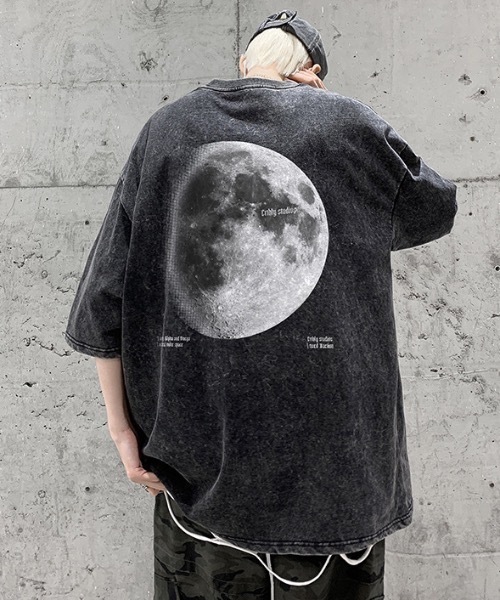SHEPP(シープ)の「バックムーンプリントピグメント半袖Tシャツ(Tシャツ/カットソー・メンズ・ブラック/ピンク・L/M)」の2枚目の写真