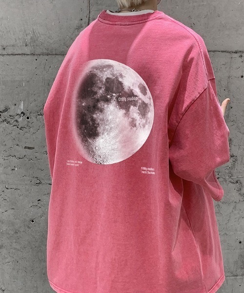 SHEPP(シープ)の「バックムーンプリントピグメント半袖Tシャツ(Tシャツ/カットソー・メンズ・ブラック/ピンク・L/M)」の3枚目の写真