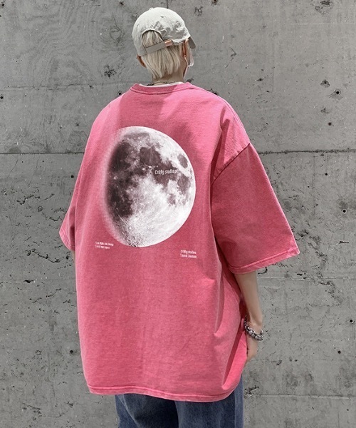 SHEPP(シープ)の「バックムーンプリントピグメント半袖Tシャツ(Tシャツ/カットソー・メンズ・ブラック/ピンク・L/M)」の4枚目の写真