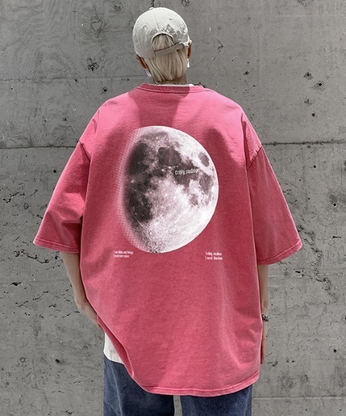SHEPP(シープ)の「バックムーンプリントピグメント半袖Tシャツ(Tシャツ/カットソー・メンズ・ブラック/ピンク・L/M)」の5枚目の写真