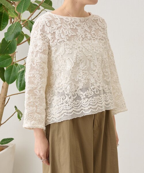 BEARDSLEY（ビアズリー）の「エンブロイダリープルオーバー（シャツ/ブラウス・レディース・ブラック/ホワイト・FREE）」の6枚目の写真