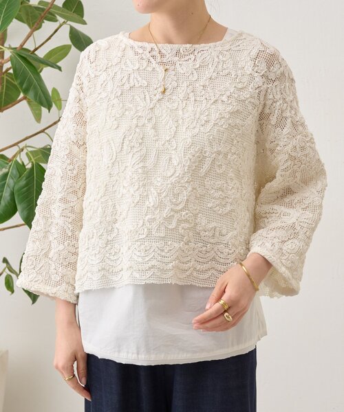 BEARDSLEY（ビアズリー）の「エンブロイダリープルオーバー（シャツ/ブラウス・レディース・ブラック/ホワイト・FREE）」の10枚目の写真