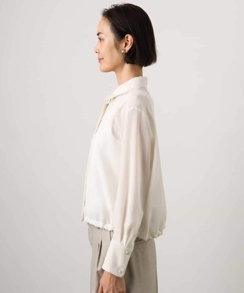 MICHEL KLEIN(ミッシェル・クラン)の「シアータッチ ドローストリングシャツブラウス(シャツ/ブラウス・レディース・チャコールグレー/アイボリー・38)」の12枚目の写真