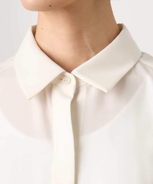 MICHEL KLEIN(ミッシェル・クラン)の「シアータッチ ドローストリングシャツブラウス(シャツ/ブラウス・レディース・チャコールグレー/アイボリー・38)」の9枚目の写真