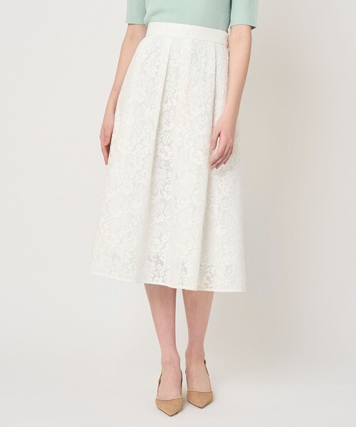 ANAYI(アナイ)の「【セットアップ対応商品】メッシュレースタック スカート(スカート・レディース・オフホワイト/サックスブルー・38/36/34)」の1枚目の写真