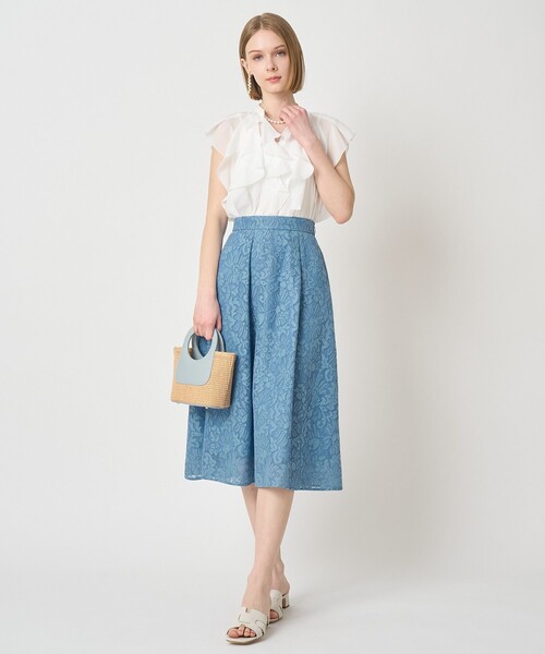 ANAYI(アナイ)の「【セットアップ対応商品】メッシュレースタック スカート(スカート・レディース・オフホワイト/サックスブルー・38/36/34)」の10枚目の写真