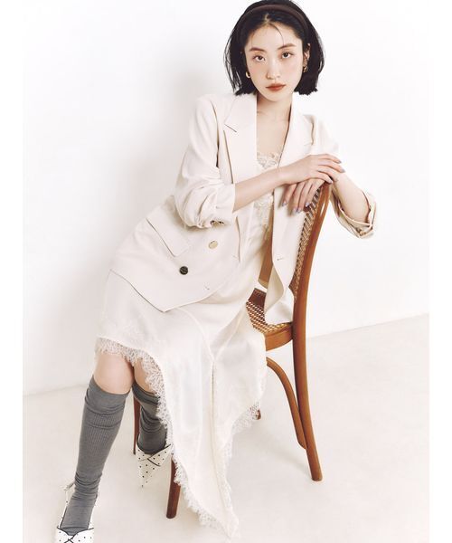 SNIDEL（スナイデル）の「【LUMISHADE】UVダブルジャケット（テーラードジャケット・レディース・アイボリー/ミント/ネイビー・0/1）」の6枚目の写真