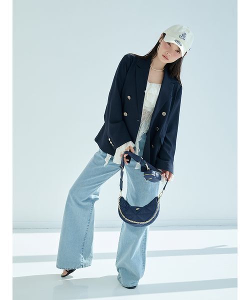 SNIDEL（スナイデル）の「【LUMISHADE】UVダブルジャケット（テーラードジャケット・レディース・アイボリー/ミント/ネイビー・0/1）」の4枚目の写真