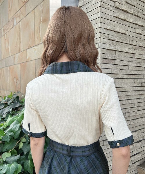 an another angelus（アンアナザーアンジェラス）の「チェック使いオープンカラーポロシャツ（ポロシャツ・レディース・ブラック/アイボリー・FREE）」の20枚目の写真