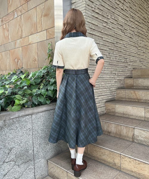 an another angelus（アンアナザーアンジェラス）の「チェック使いオープンカラーポロシャツ（ポロシャツ・レディース・ブラック/アイボリー・FREE）」の22枚目の写真