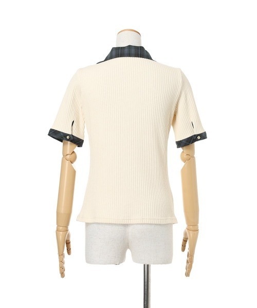 an another angelus（アンアナザーアンジェラス）の「チェック使いオープンカラーポロシャツ（ポロシャツ・レディース・ブラック/アイボリー・FREE）」の3枚目の写真