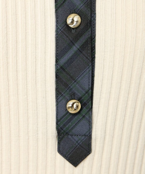 an another angelus（アンアナザーアンジェラス）の「チェック使いオープンカラーポロシャツ（ポロシャツ・レディース・ブラック/アイボリー・FREE）」の6枚目の写真