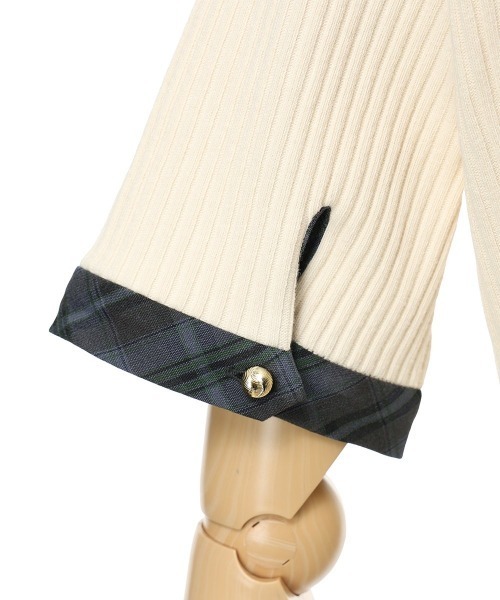 an another angelus（アンアナザーアンジェラス）の「チェック使いオープンカラーポロシャツ（ポロシャツ・レディース・ブラック/アイボリー・FREE）」の7枚目の写真