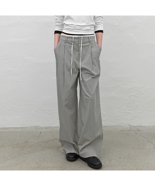 ATELIER NAIN(アトリエナイン)の「DOUBLE WAIST TWO TUCK PANTS (PT-5759)(スラックス・レディース・グレー/チャコール・MEDIUM/SMALL)」の2枚目の写真