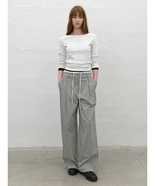 ATELIER NAIN(アトリエナイン)の「DOUBLE WAIST TWO TUCK PANTS (PT-5759)(スラックス・レディース・グレー/チャコール・MEDIUM/SMALL)」の3枚目の写真