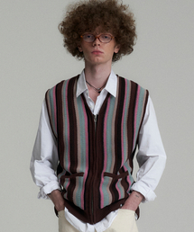 CACTUSDONUTMARKET（カクタスドーナツマーケット）の「Vertical Stripe Knit Vest - Brown（ベスト）」