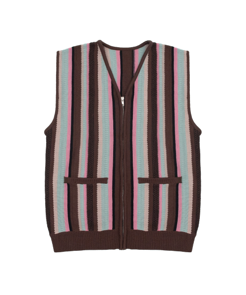 CACTUSDONUTMARKET（カクタスドーナツマーケット）の「Vertical Stripe Knit Vest - Brown（ベスト・メンズ・その他・MEDIUM/LARGE）」の2枚目の写真