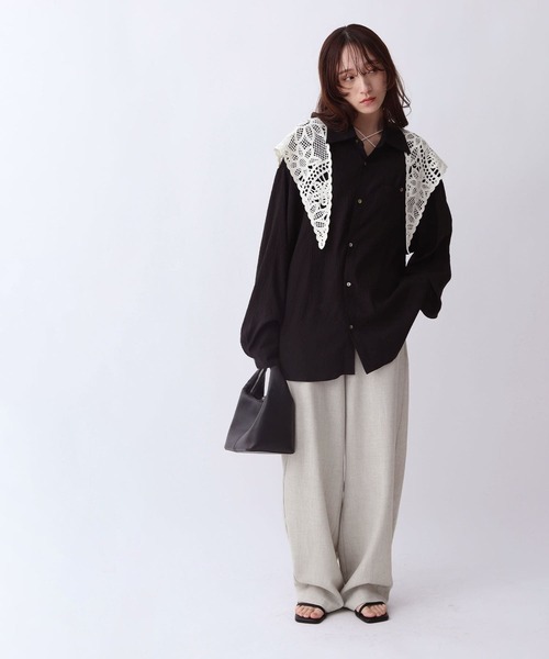 NOAHL(ノアル)の「【NOAHL】MIXツイルカーブパンツ(その他パンツ・レディース・ブラック/グレー系/アイボリー系・L/M/S)」の14枚目の写真