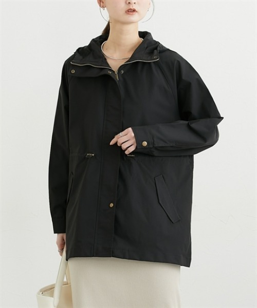 nissen（ニッセン）の「ミディ丈フーディモッズコート（カバーオール・レディース・ブラック/カーキ・L/M/LL）」の2枚目の写真