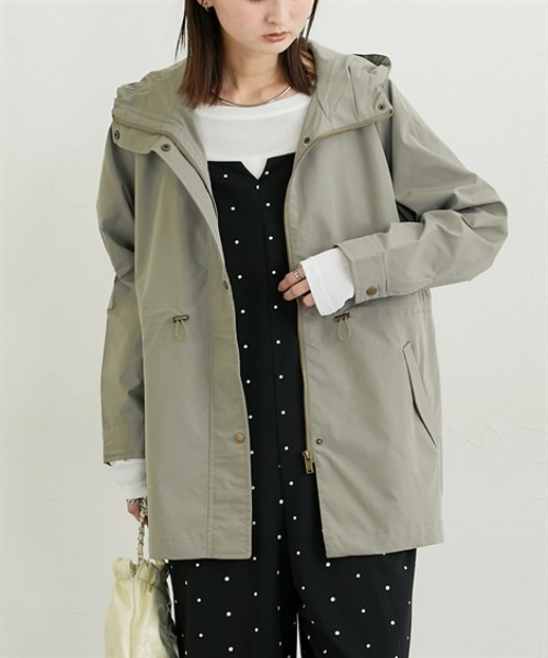 nissen（ニッセン）の「ミディ丈フーディモッズコート（カバーオール・レディース・ブラック/カーキ・L/M/LL）」の7枚目の写真