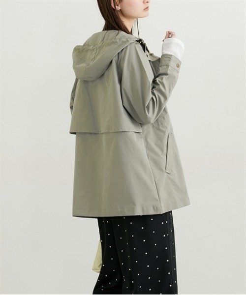 nissen（ニッセン）の「ミディ丈フーディモッズコート（カバーオール・レディース・ブラック/カーキ・L/M/LL）」の9枚目の写真