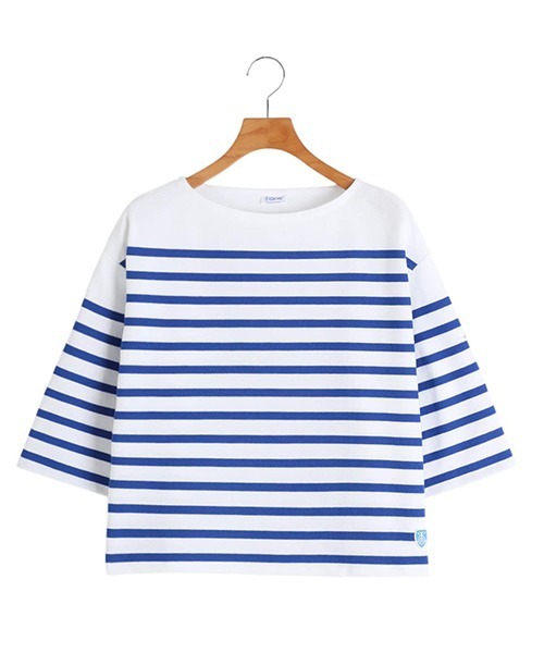 ORCIVAL（オーシバル）の「ORCIVAL / オーシバル：【レディース】BOAT NECK HALF SLEEVE P.O.：6839BOAT[DEA]（Tシャツ/カットソー・レディース・ホワイト×ブルー/ホワイト×グレー・1）」の2枚目の写真