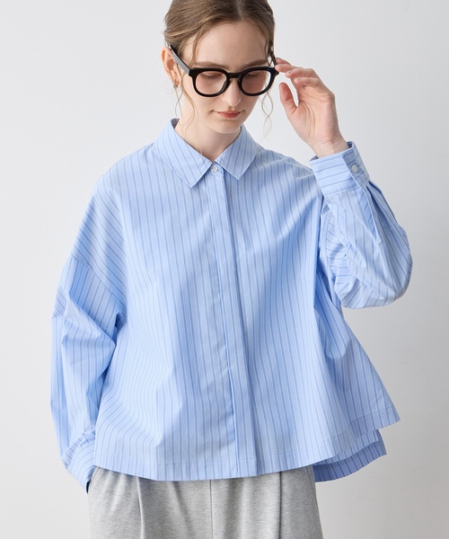 LE SOUK HOLIDAY(ルスークホリデー)の「【WEB限定】ストライプショートシャツ(シャツ/ブラウス・レディース・ピンク/サックスブルー/ベージュ・M/L)」の9枚目の写真