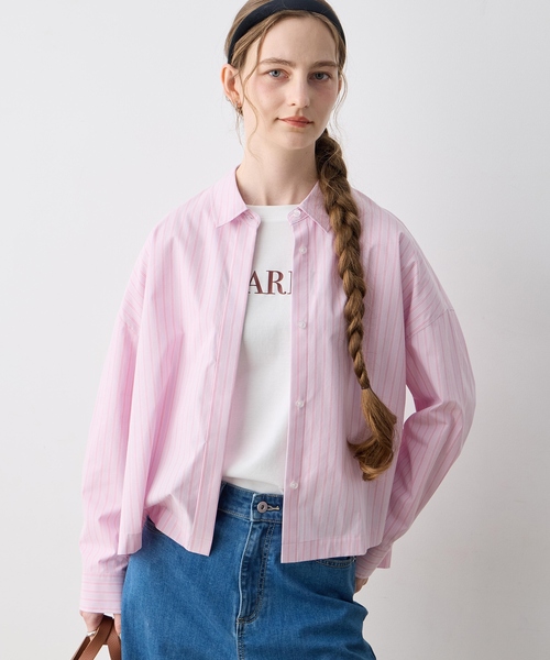 LE SOUK HOLIDAY(ルスークホリデー)の「【WEB限定】ストライプショートシャツ(シャツ/ブラウス・レディース・ピンク/サックスブルー/ベージュ・M/L)」の12枚目の写真
