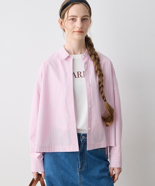 LE SOUK HOLIDAY(ルスークホリデー)の「【WEB限定】ストライプショートシャツ(シャツ/ブラウス・レディース・ピンク/サックスブルー/ベージュ・M/L)」の5枚目の写真