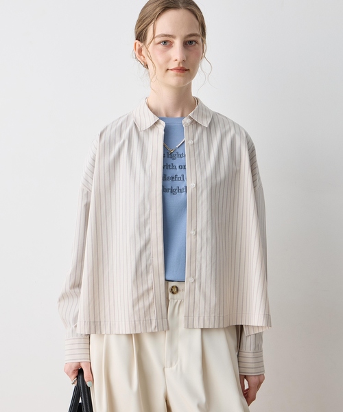 LE SOUK HOLIDAY(ルスークホリデー)の「【WEB限定】ストライプショートシャツ(シャツ/ブラウス・レディース・ピンク/サックスブルー/ベージュ・M/L)」の4枚目の写真