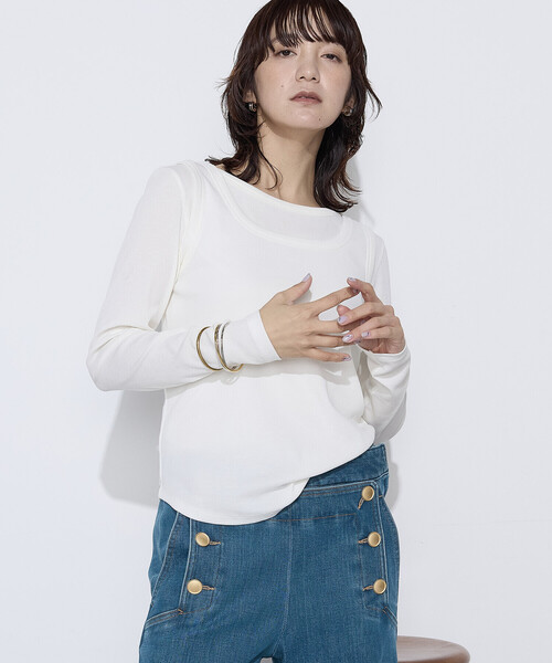 COMME CA Wardrobe(コムサワードローブ)の「綿キュプラベアテレコ リブタンクトップ(タンクトップ・レディース・ホワイト/ブラック/グレー・FREE)」の13枚目の写真