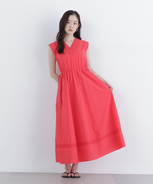 N.（N. Natural Beauty Basic）（エヌエヌナチュラルビューティーベーシック）の「ピンタックレースワンピース（ワンピース・レディース・ブラック/オフホワイト/レッド・FREE）」の3枚目の写真