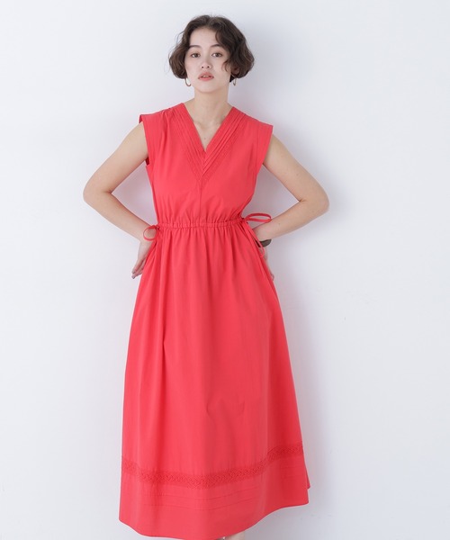 N.（N. Natural Beauty Basic）（エヌエヌナチュラルビューティーベーシック）の「ピンタックレースワンピース（ワンピース・レディース・ブラック/オフホワイト/レッド・FREE）」の5枚目の写真