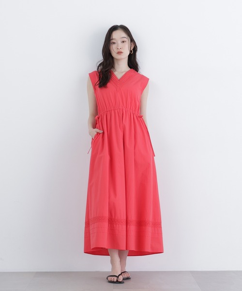 N.（N. Natural Beauty Basic）（エヌエヌナチュラルビューティーベーシック）の「ピンタックレースワンピース（ワンピース・レディース・ブラック/オフホワイト/レッド・FREE）」の6枚目の写真