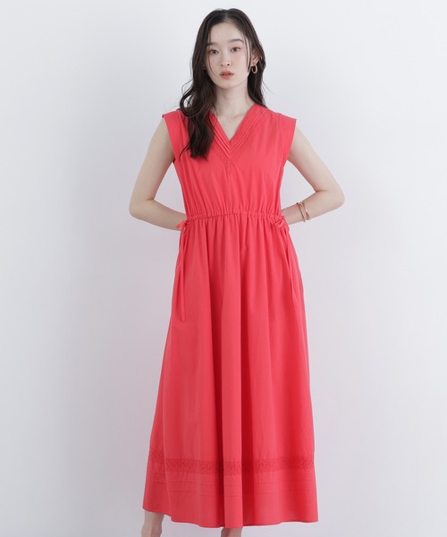 N.（N. Natural Beauty Basic）（エヌエヌナチュラルビューティーベーシック）の「ピンタックレースワンピース（ワンピース・レディース・ブラック/オフホワイト/レッド・FREE）」の8枚目の写真