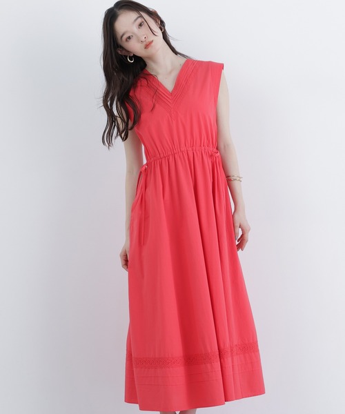 N.（N. Natural Beauty Basic）（エヌエヌナチュラルビューティーベーシック）の「ピンタックレースワンピース（ワンピース・レディース・ブラック/オフホワイト/レッド・FREE）」の9枚目の写真