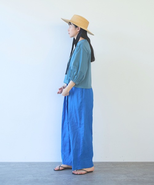 yuni(ユニ )の「high count/C baloon sleeves プルオーバー(Tシャツ/カットソー・レディース・ブルー/ベージュ・FREE)」の4枚目の写真