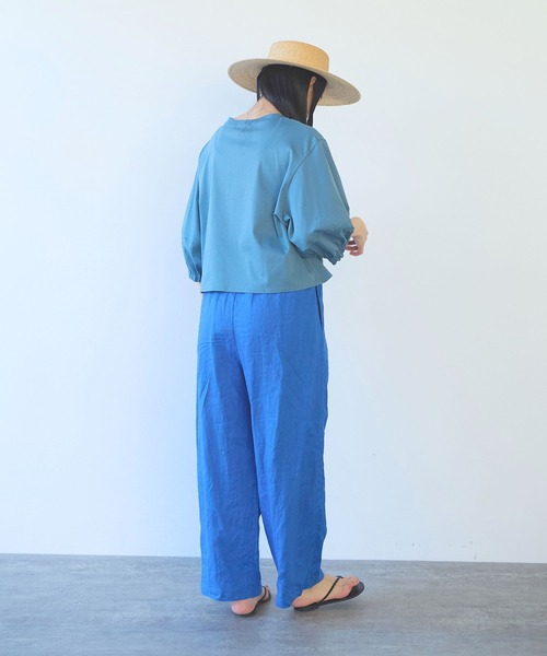yuni(ユニ )の「high count/C baloon sleeves プルオーバー(Tシャツ/カットソー・レディース・ブルー/ベージュ・FREE)」の5枚目の写真