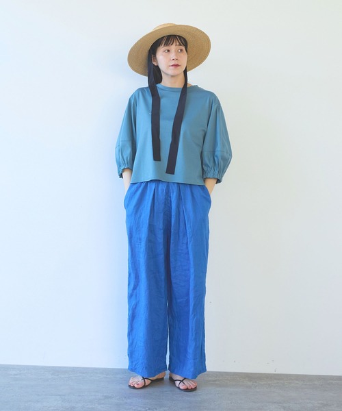 yuni(ユニ )の「high count/C baloon sleeves プルオーバー(Tシャツ/カットソー・レディース・ブルー/ベージュ・FREE)」の3枚目の写真